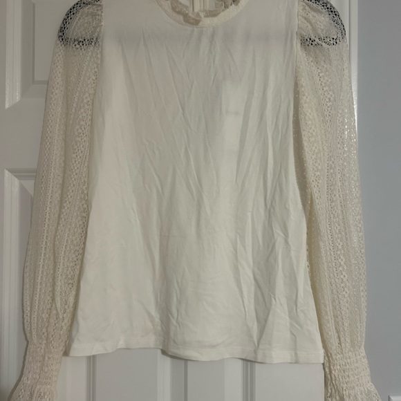 ME+EM Cream Ruffled Ribbed Long Sleeve Blouse - Picture 3 of 8